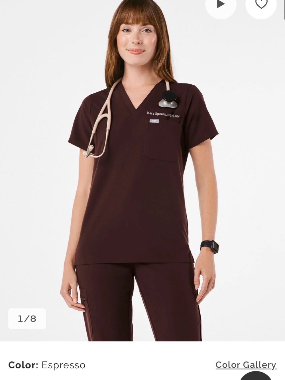 Figs Catarina Scrub Top in Espresso